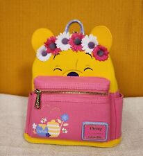 Loungefly Disney Winnie the Pooh Flower Crown Pink Flocked Mini Backpack NEW picture