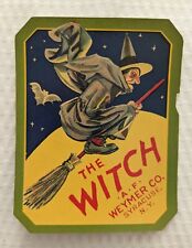 Vintage Halloween Label THE WITCH Brand, Original, 1920's, Broom Handle picture