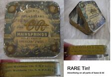 Antique CR MAIN SPRINGS American & Swiss Watch Advertising Tin, 2.5