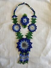 HANDMADE MEXICAN HUICHOL BEADED NECKLACE AMD HAIR CLIP picture