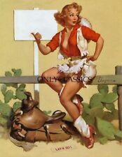 1957 Rare Gil Elvgren Brown & Bigelow Pin-Up Print Buxom Cowgirl In Let's Go picture