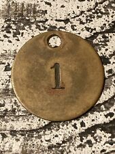 Vintage Number 1 Tag Brass Metal Fob Industrial Keychain Numbered Tag 1.25 Inch picture