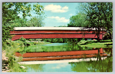 Pennsylvania Station Bridge Dreibelbis Station Covered Chrome Vintage Postcard picture