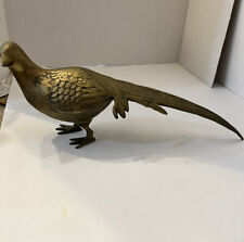 Vintage Solid Brass Large Pheasant Bird Figurine Sculptor 13.5'' Long Hunting picture