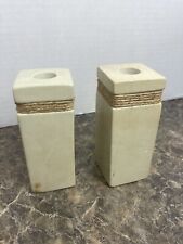 Pair of Stunning Heavy Beige Stone Candlestick Holders Rustic Decor High Quality picture