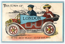 c1910 Woman In a Car Town of London Ontario Canada Unposted Postcard picture