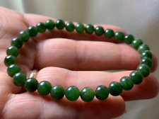 6mm GORGEOUS RARE OLD STOCK GREEN JADE POLISHED NATURAL CRYSTAL BRACELET picture