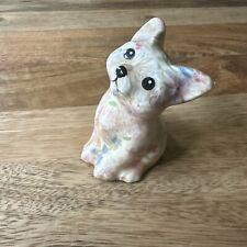 Vintage Ceramic Glazed Country Floral Fabric Decoupage Cat Kitten Figurine   picture