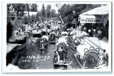 c1950's Boat Scene Restaurant Moctezuma Xochimilco Mexico RPPC Photo Postcard picture