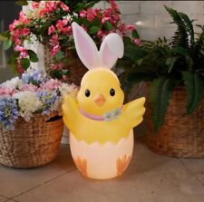 Yellow Hatching Duck With Rabbit Ears Cracker Barrel Blow Mold LED Light Up New picture