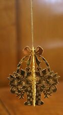 Danbury Mint 1987 Poinsettia Basket Gold Christmas Ornament picture