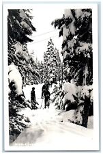 Snowqualmie Pass Washington WA Postcard RPPC Photo Winter Scene c1940's Vintage picture