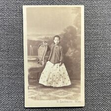 CDV Photo Antique Carte De Visite Girl Hoop Skirt Dress Overcoat Jewelry Germany picture