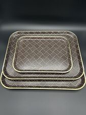 Three Vintage MCM 1970s Fiberglass Retro Two Side Pattern Serving Tray Platter picture