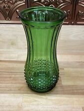 Vintage Green Vase Hoosier Glass Dark Emerald Hourglass 8.5” Diamond Cut 4088-A picture