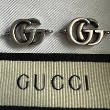 Vintage Gucci 2 pieces Emblem Button 10 x 17 mm Logo GG Zipper Pull Silver picture