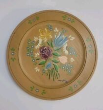 Vintage Hand Painted Wooden Decorative Plate Signed Mary Lee 1989 picture