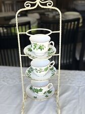 Lot Of 3 Made in England Fine Bone China tea cups with green ivy pattern picture