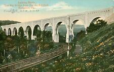 The BIG BRIDGE from Old Roadbed,NICHOLSON,Pa Antique POSTCARD c1907 Dixograph picture