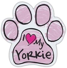 Pink Scribble Paws: I LOVE MY YORKIE (YORKSHIRE TERRIER) | Dog Paw Car Magnets picture