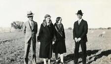 PP210 Vtg Photo FOUR TRAVELERS, FUR COLLARS, HATS, SHEEP PASTURE c Early 1900s picture