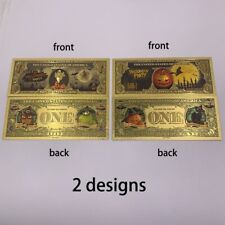 2pcs HALLOWEEN Party Pumpkin One Dollar Gold Foil Banknote Home Decoration picture