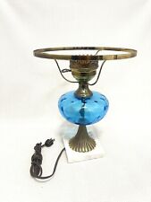 Vintage 60’s Fenton Blue Glass RARE Lamp Base Antique Needs Dome,WORKS picture