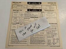 AEA Tune-Up Chart System 1958 Buick Eight Cylinder Super & Century & Roadmaster picture