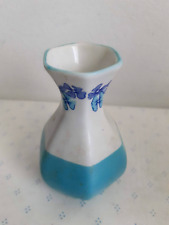 Vintage  Leart Brazil Porcelain Mini Bud Vase Aqua Blue/Ivory  3.25