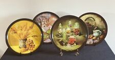 Vintage 1960’s Mid-Century Decorative 10 3/4” Round Serving Trays ~ Set of 4 picture