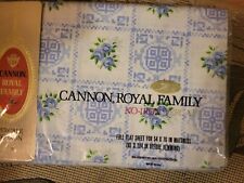 Cannon Royal Full Size Flat Sheet Blue Floral Cambridge Style 766 NEW 81