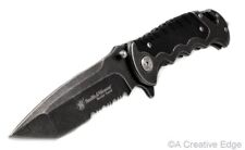 Smith & Wesson Folding Pocket Knife Border Guard Rescue Black Wash Tanto w/Clip picture