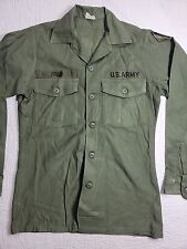 Vintage US Army Vietnam Era OG-107 Sateen Fatigue Duty Shirt Size Small 14.5x33 picture