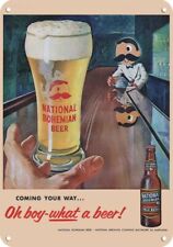 1955 NATIONAL BOHEMIAN BEER & Cartoon Bartender DECORATIVE REPLICA METAL SIGN picture