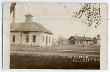 Railroad train station depot, Sauk City, Wisconsin; photo postcard RPPC % picture