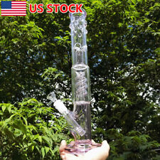 15.5 Inch Pink Big Heavy Hookah Spiral Perc Glass Bong Smoking Water Pipe + Bowl picture