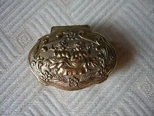 Vintage Small Red Lined Metal Hinge Top Footed Trinket Jewelry Box Japan picture