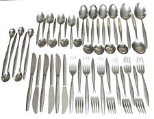 VINTAGE Stainless Flatware Lot MCM  JAPAN 3 STAR HANDLE  Atomic Stars picture