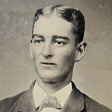 Antique Tintype Photograph Handsome Dapper Suave Hair Young Man picture