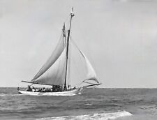 ANTIQUE GLASS PLATE NEGATIVE:  SAILBOAT ON THE WAVES picture