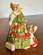 Vintage 1983 ENESCO Christmas Tree Mice 4” Tall picture