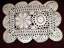 Antique Vintage Linen Crochet Lace White Cream Doily 11x8