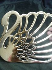Vintage Mcm Brass Swan Trivet surface scratches shown in photo picture