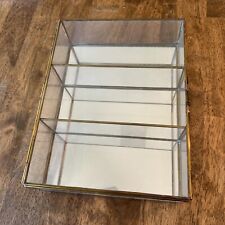 Antique Brass Glass Curio Cabinet Shelf Door Display Case - VERY GOOD CONDITION picture