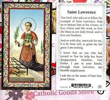 Saint St. Lawrence - Prayer - gold trim - Paperstock Holy Card 734-476 picture