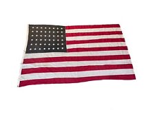 Vintage Large American Flag Embroidered 48 Stars Cotton 96”x58” picture
