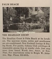 1965 Brazilian Court Palm Beach Hotel Florida 2” AD Exterior Photo Vintage Promo picture