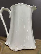 Antique George Brothers Rainier White Milk Pitcher Ruffled Top Scalloped Edges picture