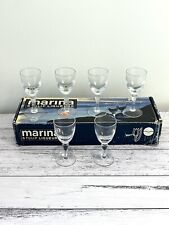 Vintage Marina Glassware Set of 6 Tulip Liqueurs Wine Glasses Original Box RARE picture