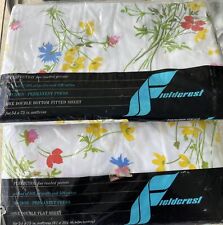 VTG Fieldcrest Floral Flat & Fitted Sheet Double Size Percale 180 Thread Ct  picture